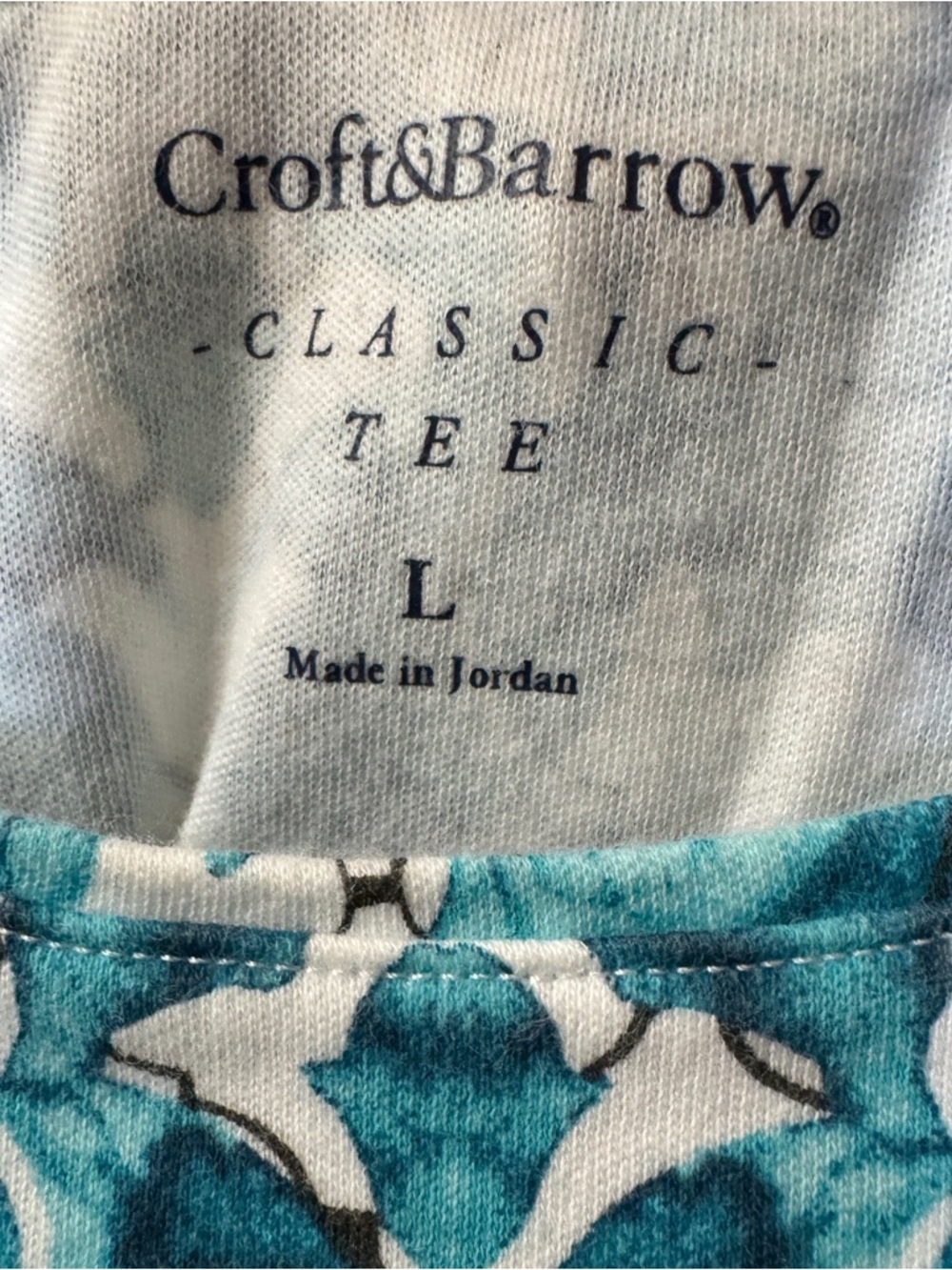 Croft & Barrow short sleeve Teal floral Medallion Print Soft Tee Top Large - Picture 3 of 4